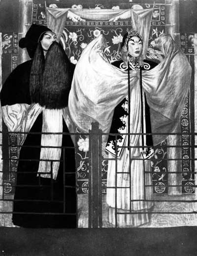 Scene from the play Nan tien men, illustration from Le Théâtre Chinois by Tchou-Kia-Kien, published in Paris 1922 by Alexandre Jacovleff